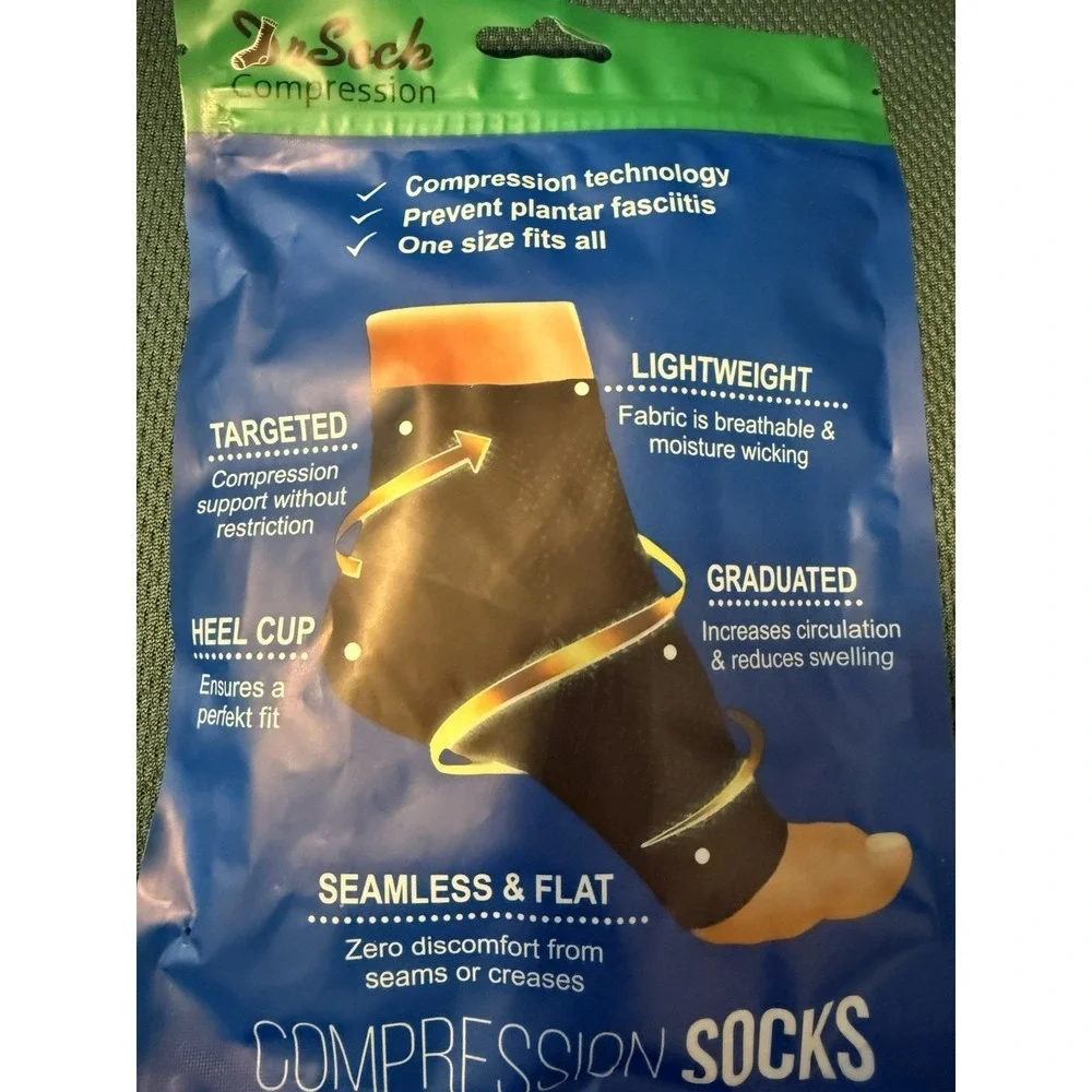 Dr.Sock Compression Ankle Soks Lightweight Seamless‎ Flat Heel Cup New